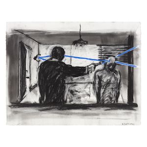 Drawing From Stereoscope (Two Men Gun to Head) (Executed in 1999)