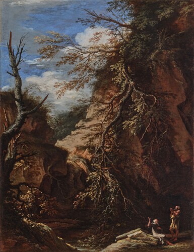 Two Anchorites in a rocky landscape