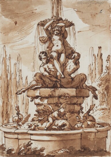 Design for a Fountain with Two Satyrs and a Nymph