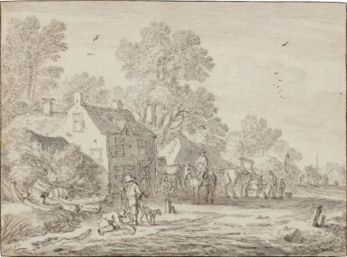 Travellers by a village inn