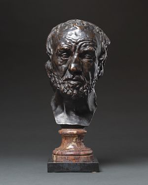 Masque de l'homme au nez cassé, version dite type I, premier modèle (Conceived by 1881, this bronze version probably cast between 1881 and 1883 by Gruet Jeune.)