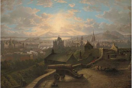 An extensive view of Edinburgh, from the Castle, with the National Gallery and the Scott Memorial in the foreground