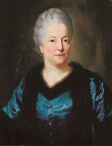Portrait of Eva Charlotte Friederike, Gräfin von Einsiedel (1704-1758), half-length, in a blue silk dress trimmed with fur