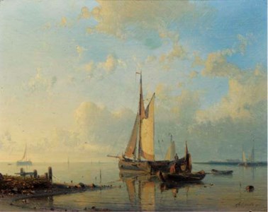 A calm: rowing the tender to shore