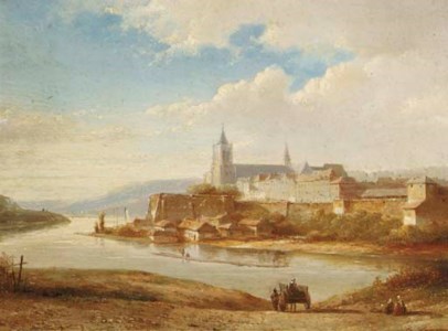 A view of a town by a river, Germany