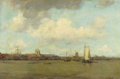 Shipping on the Merwede by Dordrecht