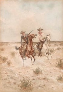 Two Cowboys on Horseback