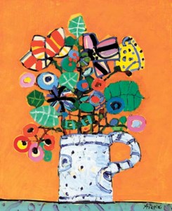 Fleurs dans bleu vase