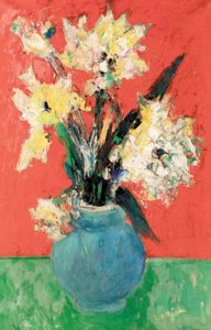 Vase de fleurs blanches et jaunes
