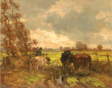 Leading cows into pasture