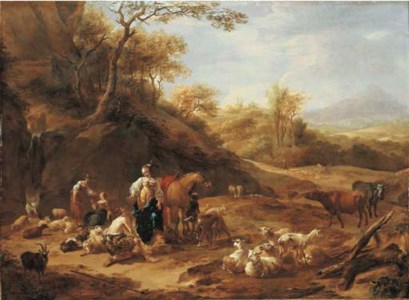 An extensive wooded landscape with the meeting of Granida and Daifilo
