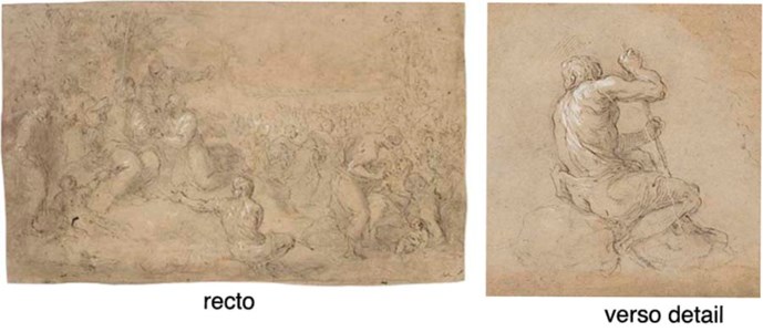 The Feeding of the Five Thousand ( recto ); A seated figure, seen from behind, turning to the left ( verso )