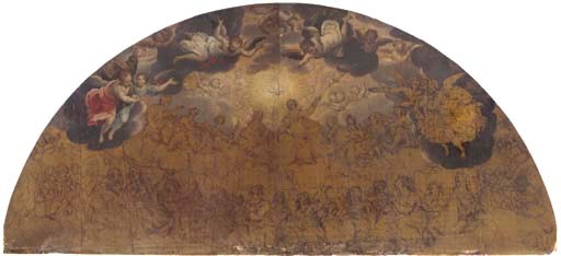 The Holy Trinity with angels, putti and a congregation of saints: Design for an apsidal ceiling