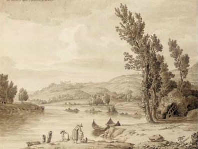 View of the river Po from the Church of the Madonna del Pillone near Turin, the Basilica of Superga in the background