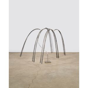 (Untitled) Unique Mobile Sculpturecirca 1960stainless steel wire, stainless steel baseheight 33in (84cm); width 36in (91.5cm); depth 22in (56cm)