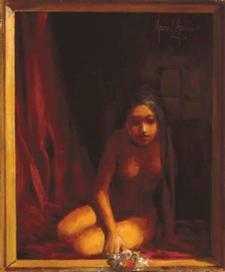 Nude with flowers