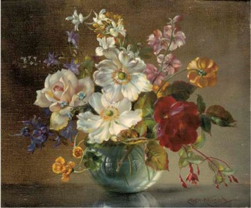 Still life with Roses and Camellias