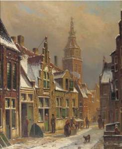 A Dutch town on a sunny day in winter