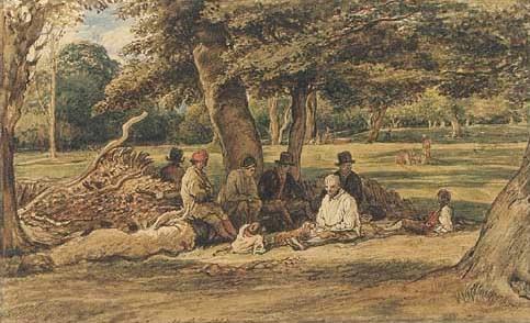 Resting woodcutters, Bray Wood, Windsor