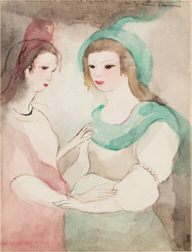 Deux jeunes femmes, rose et vert
