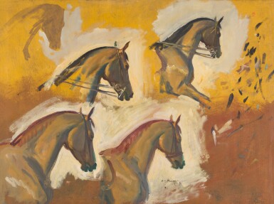 Study of horses heads, probably Rufus and Master Munn for My Wife, My Horse and Myself