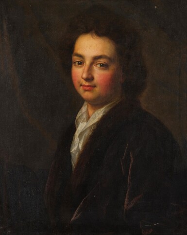 Portrait of a young man, bust-length, in a velvet coat with fur collar