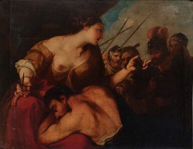 Delilah cutting Samson's hair