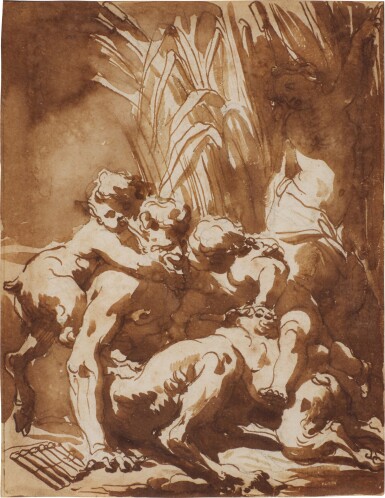 Pan with young satyrs, putti and a nymph