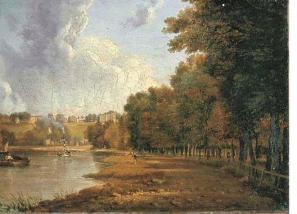 The towpath of the Thames with a view of Richmond Hill beyond