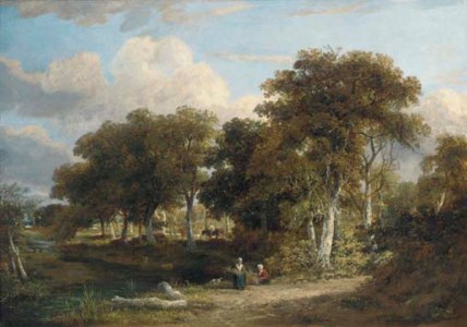 Faggot gatherers by a stream