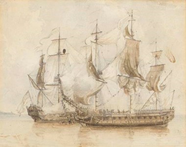 H.M.S. Experiment capturing the French privateer Télèmarque , off Alicante, 19 th June 1757