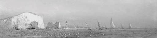 Yachts racing off the Needles