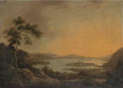 View of Loch Lene, Lower Lake Killarney, with old Muckross House in the foreground
