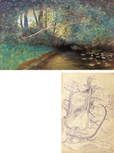 A sketchbook of sixty-nine landscape and figure drawings including views of Epping Forest; Golden Hill, Loughton, Essex; Summer Hill and Appledore, Devon