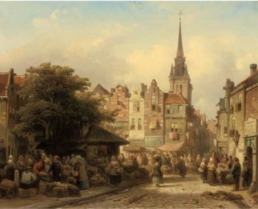 A busy market on a sunny day