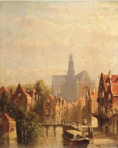 A canal scene in a Dutch town