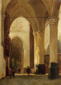A sunlit church interior