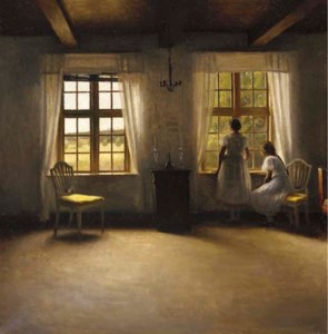 Young Girls standing by a Window in an Interior
