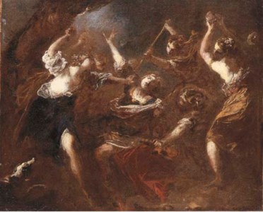 Orpheus attacked by the Maenads of Ciconia: a bozzetto