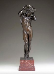Male Nude Holding a Rock