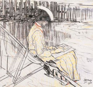 Portrait d'Emma Bellwidt sur la plage de Domburg