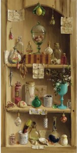 Cupboard with perfume bottles
