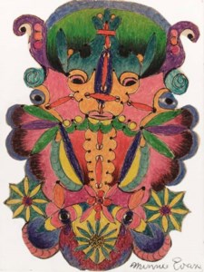 Untitled (Face Design with Ribbon and Flowers)