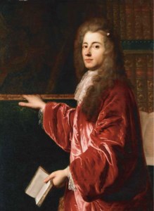 Portrait of H. Bernard de Roqueleyne, the Baron de Longepierre (1659-1721), three-quarter-length, in a red coat and white cravatte , holding a book in his left hand