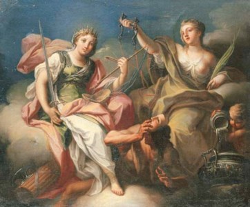 Justice and Temperance triumphant over Vice