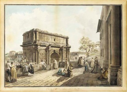 The Arch of Septimius Severus seen from the terrace of San Giuseppe dei Falegnami, Rome