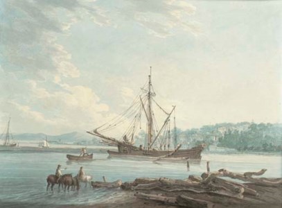 Lymington: unloading a timber ship