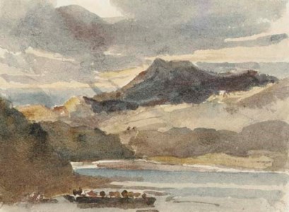 A study for 'The Ferry': Snowdon from Llyn Padarn, North Wales