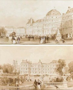 Two views of Paris: The Palace of the Tuileries; and The garden front of the Luxembourg Palace