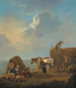 An extensive landscape with haymakers